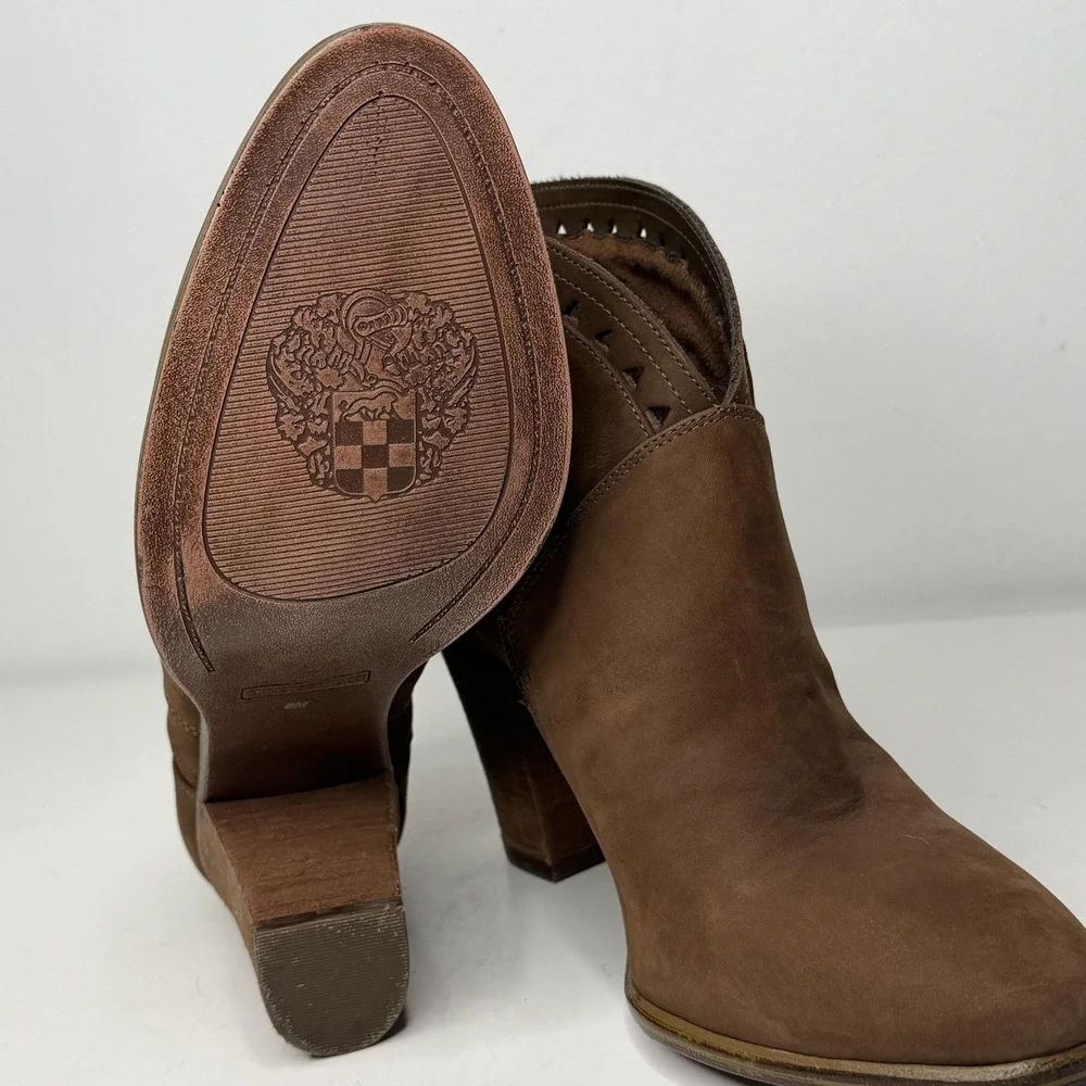Vince Camuto Boots Womens Size 8 Brown Ankle Block Heel Booties VC-Fritan‎